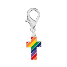 Load image into Gallery viewer, Bulk Rainbow Cross Gay Pride Hanging Charms, Gay Pride Pet Jewelry - The Awareness Company