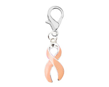 Load image into Gallery viewer, Bulk Peach Ribbon Hanging Charms for Uterine Cancer - The Awareness Company