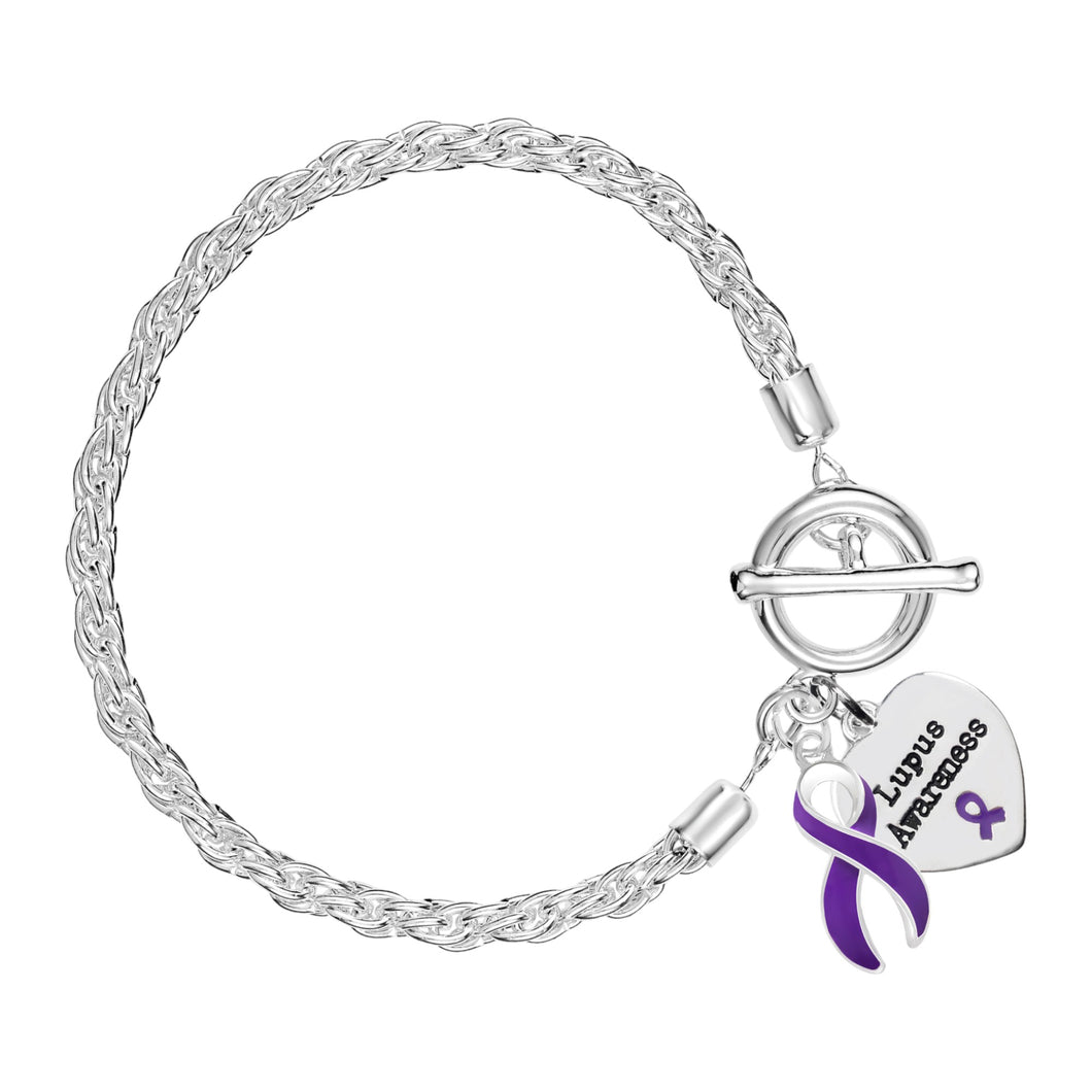 Bulk Purple Ribbon Lupus Awareness Rope Bracelets, Lupus Ribbon Jewelry - The Awareness Company