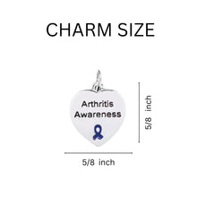 Load image into Gallery viewer, Bulk Arthritis Awareness Heart Charm Bracelets with Heart &amp; Barrel Charms - The Awareness Company
