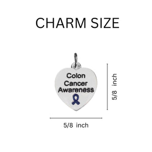 Colon Cancer Awareness Heart Charm Partial Beaded Bracelet, Wholesale