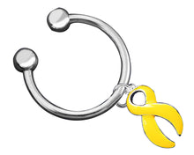 Load image into Gallery viewer, Bulk Gold Ribbon Horseshoe Key Chains Bulk - The Awareness Company