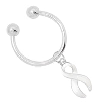 Load image into Gallery viewer, White Ribbon Awareness Horseshoe Key Chains