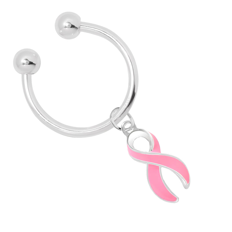 Pink Ribbon Horseshoe Style Key Chains