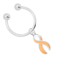 Load image into Gallery viewer, Bulk Peach Ribbon Uterine Cancer Horseshoe Key Chains - The Awareness Company