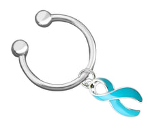 Load image into Gallery viewer, Teal Ribbon Horseshoe Key Chains - The Awareness Company