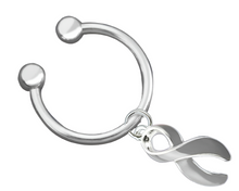 Load image into Gallery viewer, Bulk Horseshoe Style Gray Ribbon Key Chains - The Awareness Company