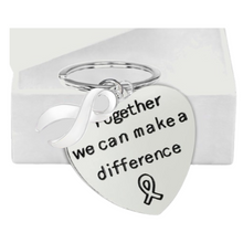 Load image into Gallery viewer, Big Heart White Ribbon Awareness Charm Key Chains