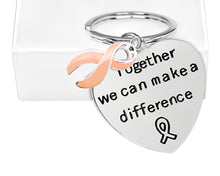 Load image into Gallery viewer, Bulk Peach Ribbon Uterine Cancer Key Chains - The Awareness Company