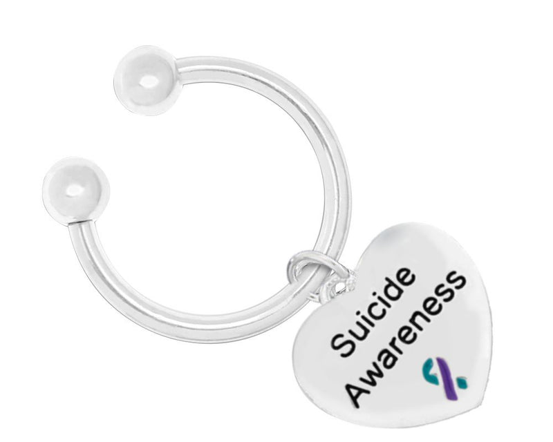 Bulk Suicide Awareness Teal & Purple Ribbon Heart Keychains - The Awareness Company