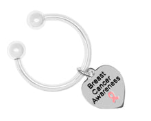 Load image into Gallery viewer, Bulk Heart Shaped Breast Cancer Awareness Keychains - The Awareness Company