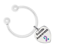 Load image into Gallery viewer, Bulk Teal &amp; Purple Ribbon Keychain Suicide Awareness Key Chains - The Awareness Company
