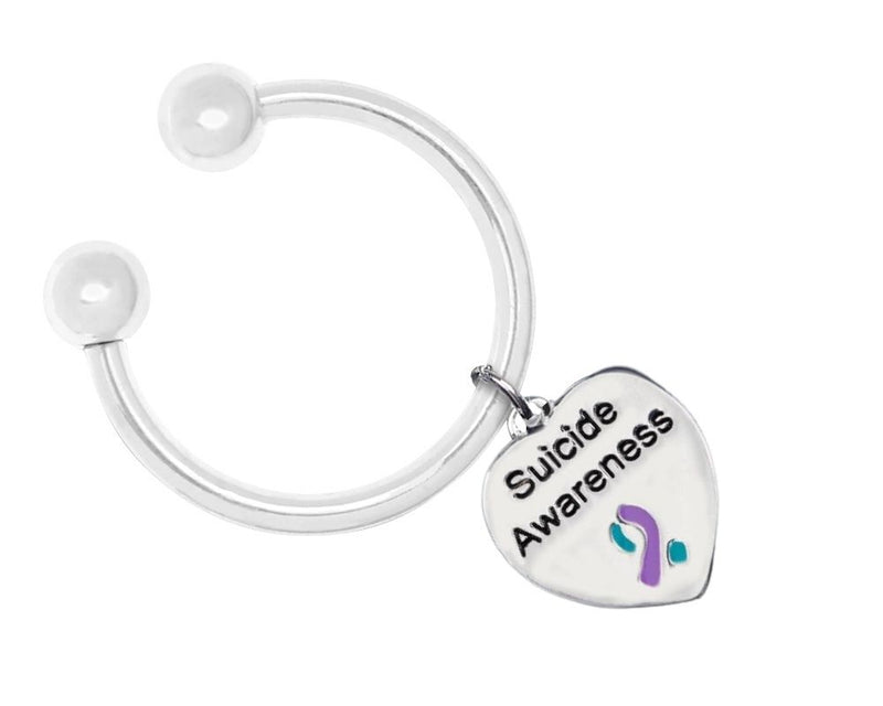 Bulk Teal & Purple Ribbon Keychain Suicide Awareness Key Chains - The Awareness Company