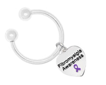 Load image into Gallery viewer, Bulk Heart Shaped Fibromyalgia Awareness Keychains - The Awareness Company