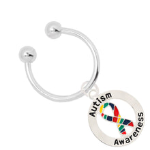 Load image into Gallery viewer, Autism Awareness Ribbon Round Horseshoe Key Chains