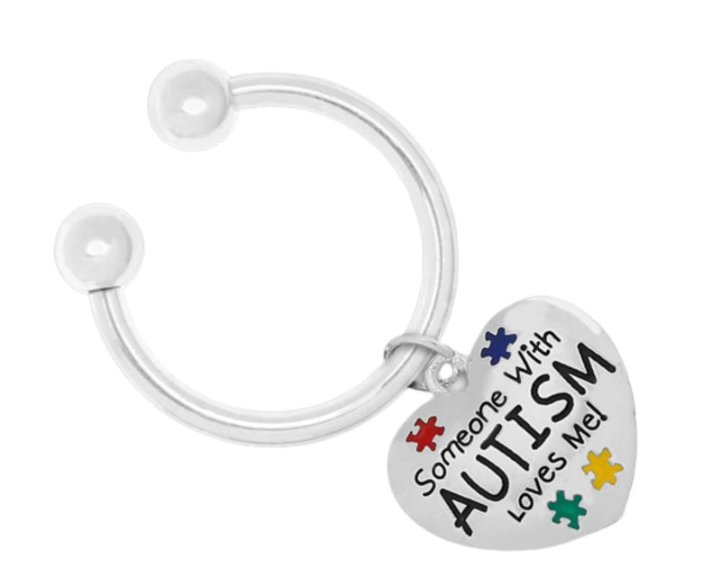 Bulk - Someone Loves Me Autism Awareness Horseshoe Key Chains - The Awareness Company