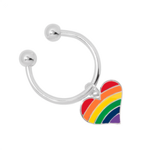 Load image into Gallery viewer, Rainbow Flag Heart Horsehoe Key Chains