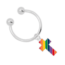 Load image into Gallery viewer, Rainbow Flag Cross Horsehoe Key Chains