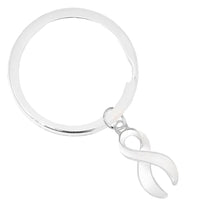 Load image into Gallery viewer, White Awareness Ribbon Charms Split Style Key Chain, The Awareness Company