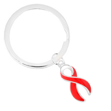 Load image into Gallery viewer, Bulk Red Ribbon Bulk Split Style Key Chains Bulk - The Awareness Company