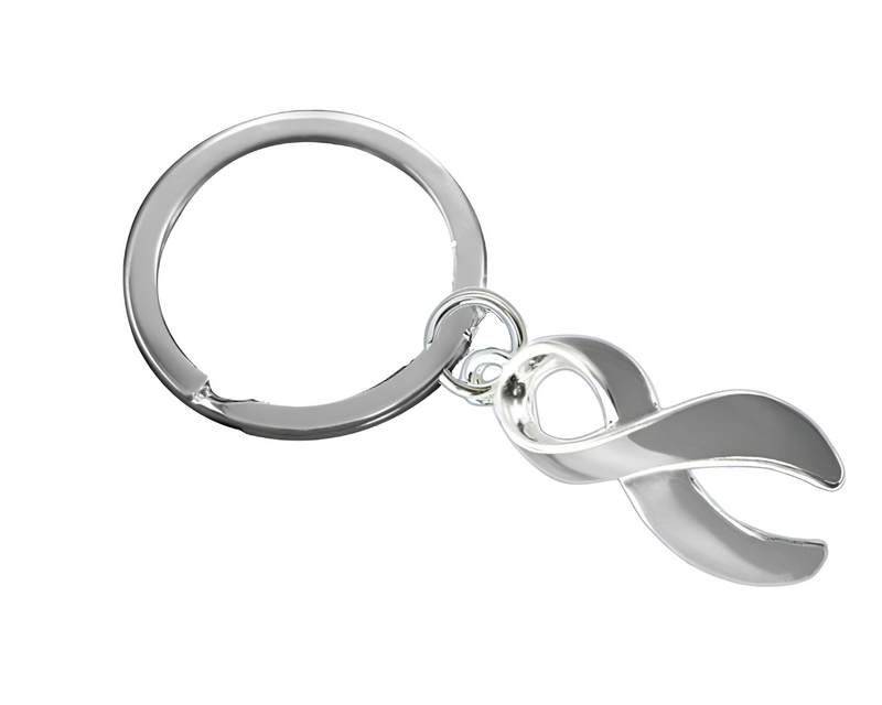 Gray Ribbon Split Style Key Chains - The Awareness Company