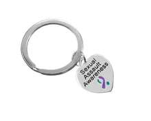 Load image into Gallery viewer, Bulk Sexual Assault Awareness Key Chains, Teal &amp; Purple Ribbon Key Chains - The Awareness Compay