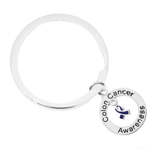 Load image into Gallery viewer, Dark Blue Ribbon Colon Cancer Awareness Split Style Keychains