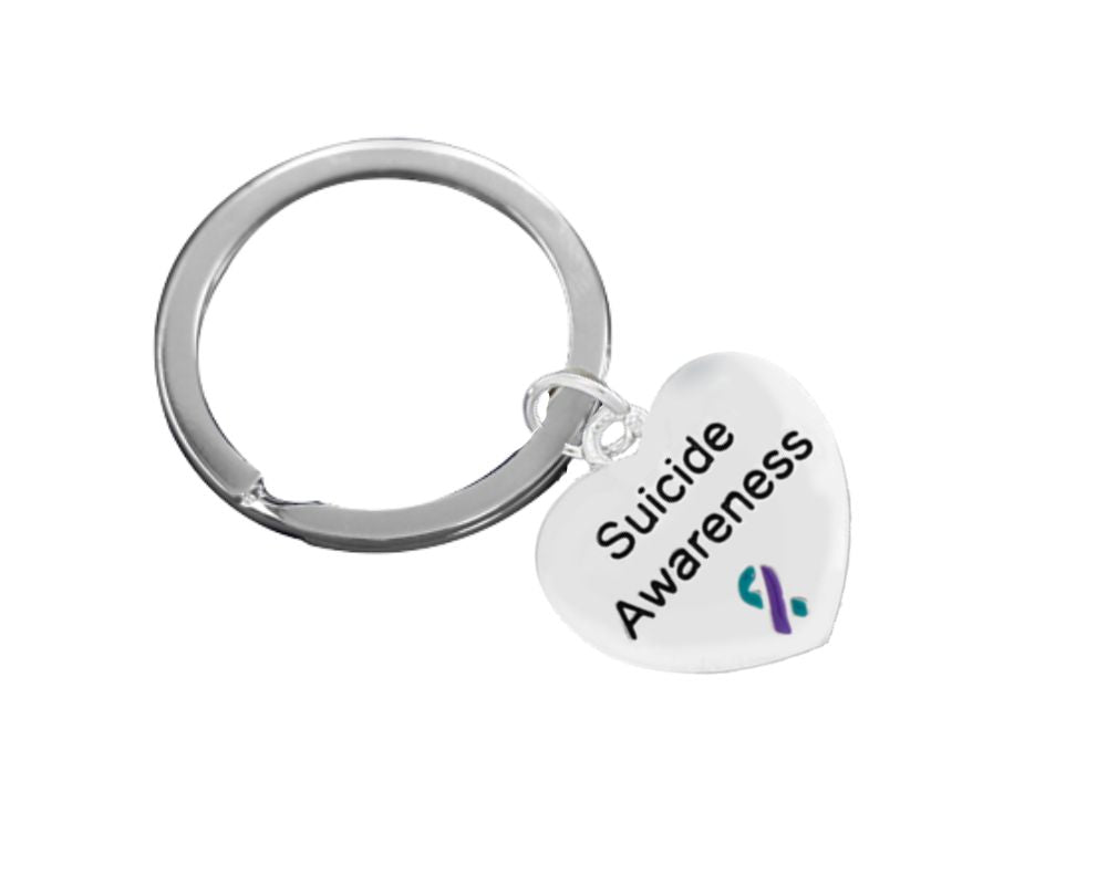 Suicide Awareness Teal & Purple Ribbon Keychains, Bulk Suicide Key Chains - The Awareness Company