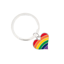 Load image into Gallery viewer, Bulk Rainbow Heart Gay Pride Split Ring Key Chains, Bulk Gay Pride Jewelry - The Awareness Company