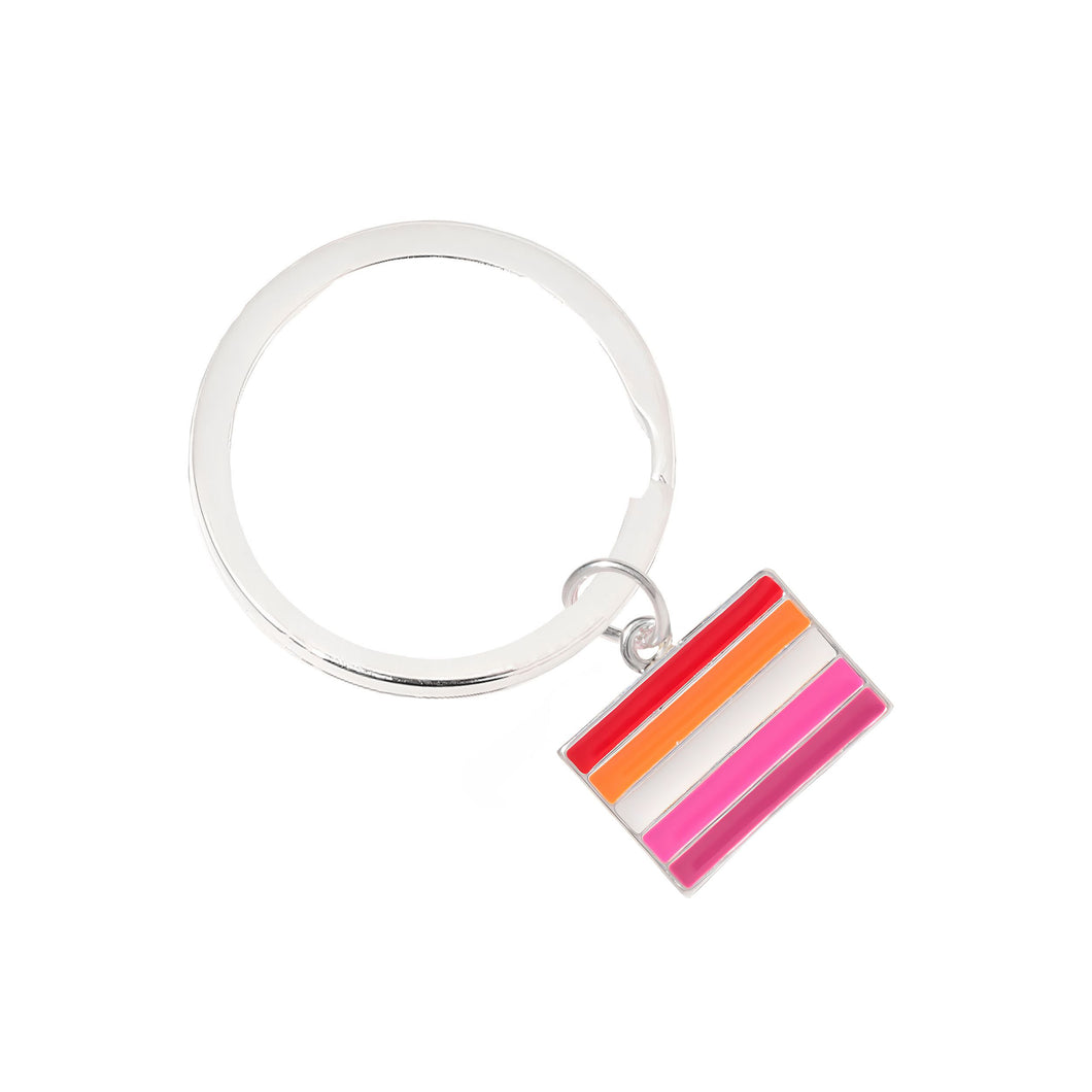 Bulk Lesbian Sunset Flag Split Ring Key Chains, Bulk Gay Pride Jewelry - The Awareness Company