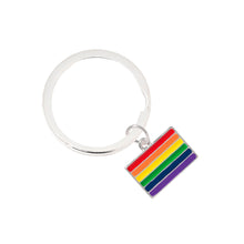 Load image into Gallery viewer, Bulk Rectangle Rainbow Flag Split Ring Key Chains, Bulk Gay Pride Jewelry - The Awareness Company