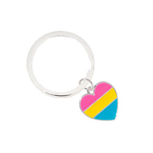 Load image into Gallery viewer, Bulk Pansexual Heart Flag Split Ring Key Chains, Bulk Gay Pride Jewelry - The Awareness Company
