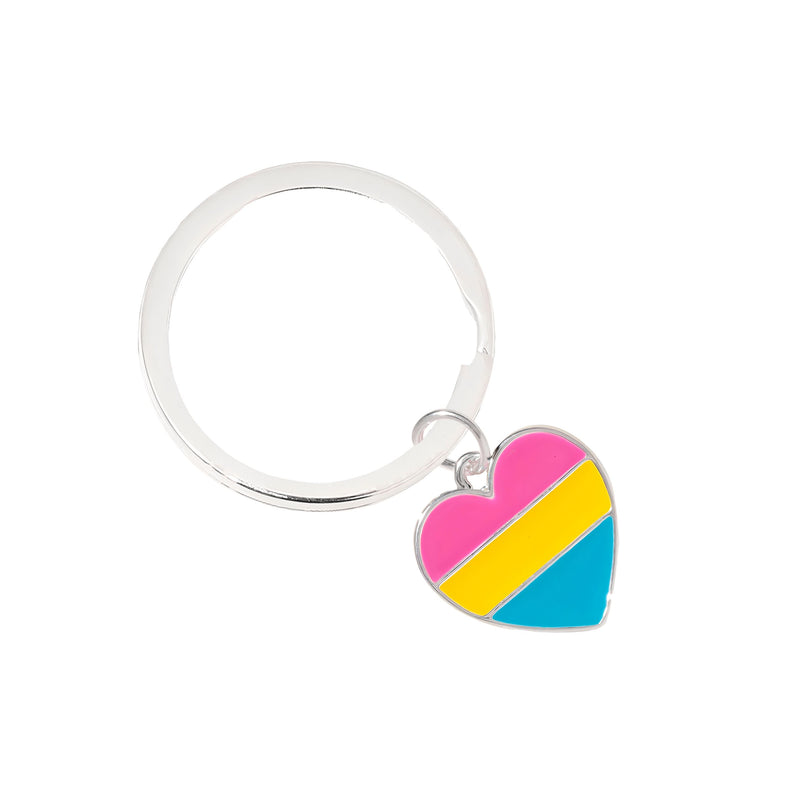 Bulk Pansexual Heart Flag Split Ring Key Chains, Bulk Gay Pride Jewelry - The Awareness Company