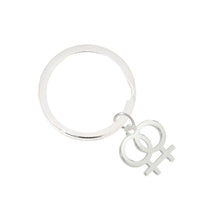 Load image into Gallery viewer, Bulk Same Sex Female Lesbian Symbol Split Ring Key Chains, Bulk Gay Pride Jewelry - The Awareness Company