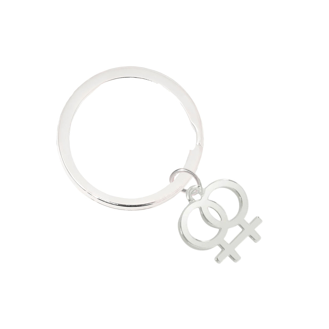 Bulk Same Sex Female Lesbian Symbol Split Ring Key Chains, Bulk Gay Pride Jewelry - The Awareness Company