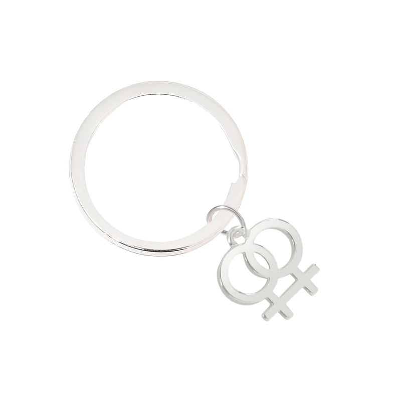 Bulk Same Sex Female Lesbian Symbol Split Ring Key Chains, Bulk Gay Pride Jewelry - The Awareness Company