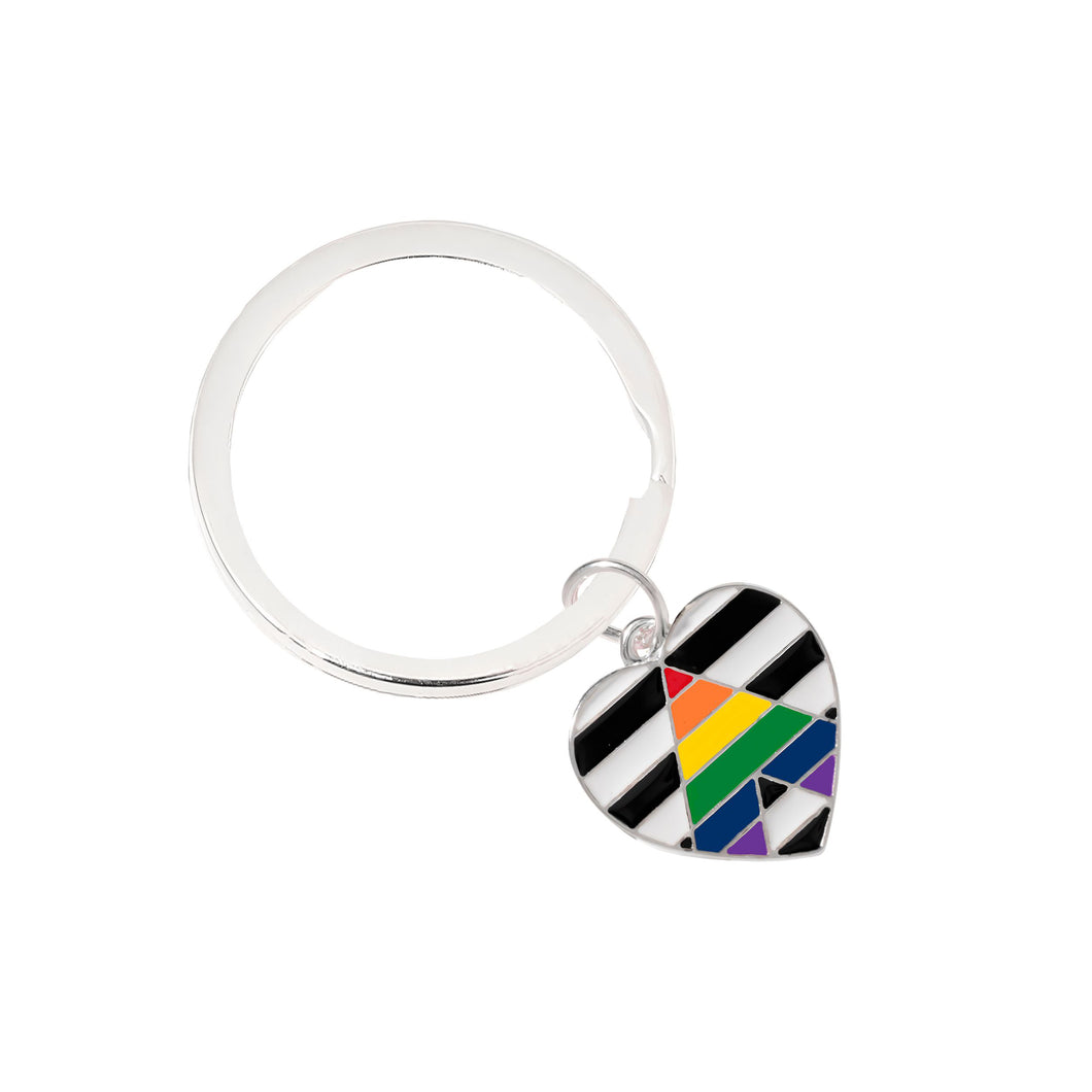 Bulk Straight Ally Heart Flag Split Ring Key Chains, Bulk Gay Pride Jewelry - The Awareness Company