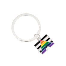 Load image into Gallery viewer, Bulk Straight Ally Rectangle Flag Split Ring Key Chains, Bulk Gay Pride Jewelry - The Awareness Company