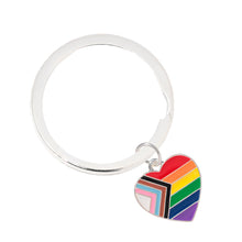 Load image into Gallery viewer, Quasar Heart Flag Charm Split Ring Key Chains