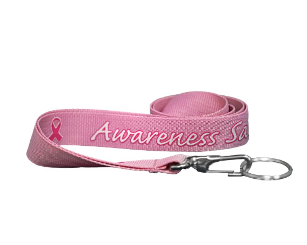 Bulk Breast Cancer Awareness Pink Ribbon Lanyards, Badge Holders - The Awareness Company