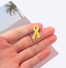 Load image into Gallery viewer, Large Flat Gold Ribbon Pins - Fundraising For A Cause