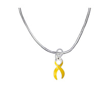 Load image into Gallery viewer, Pediatric Cancer Awareness Large Gold Ribbon Necklaces Bulk - The Awareness Company
