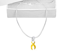 Load image into Gallery viewer, Pediatric Cancer Awareness Large Gold Ribbon Necklaces Bulk - The Awareness Company