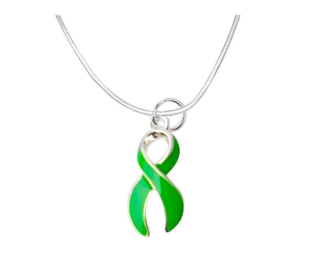 Bulk Large Size Green Ribbon Necklaces - The Awareness Company
