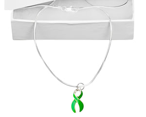 Bulk Large Size Green Ribbon Necklaces - The Awareness Company