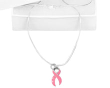 Load image into Gallery viewer, Bulk Large Size Pink Ribbon Breast Cancer Awareness Necklaces - The Awareness Company
