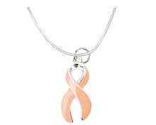 Load image into Gallery viewer, Bulk Peach Ribbon Necklaces for Uterine Cancer - The Awareness Company