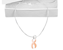 Load image into Gallery viewer, Bulk Peach Ribbon Necklaces for Uterine Cancer - The Awareness Company