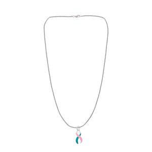Pink & Teal Ribbon Necklaces
