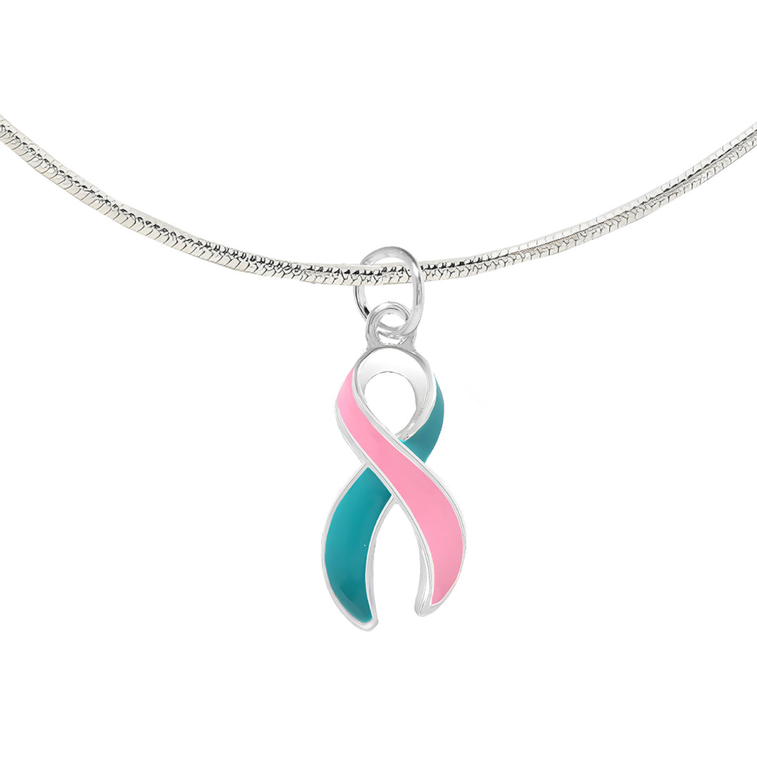Pink & Teal Ribbon Necklaces